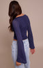 Navy Textured Extreme Flute Sleeve Long Top