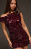 Plum Sequin Asymmetric Mini Dress