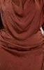 Plus Chocolate Crushed Satin Cowl Neck Maxi Dress