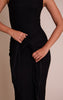 Black Jersey Boat Neck Wrap Detail Maxi Dress