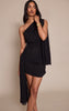Black Chiffon Draped Detail Mini Dress