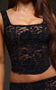 Black Lace Square Neck Long Top
