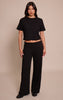 Black Thick Rib Fold Over Pocket Detail Wide Leg Pant