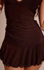Chocolate Slinky Ruched Mini Dress