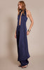 Navy Satin Drape Wide Leg Jumpsuit