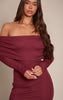 Plum Onion Skin Bardot Ruched Bodycon Dress