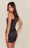 Chocolate Satin Sweetheart Neckline Mini Dress