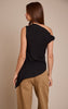 Black Tencel Asymmetric Drape Long Top