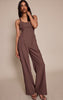 Chocolate Tailored Panel Detail Wide Leg Jumpsuit
