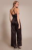 Chocolate Satin Cowl Cross Back Jumpsuit
