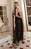 Premium Black Sheer Disc Sequin Scarf Detail Bandeau Maxi Dress