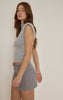 Grey Marl Soft Knit Shoulder Detail High Neck Long Top