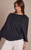 Black Asymmetric Slouchy Long Sleeve Top