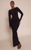 Black Slinky Ruched Low Back Maxi Dress
