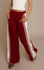 Red Shell Contrast Stripe Wide Leg Track Pants