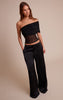 Black Mesh Panel Detail Asymmetric Long Top