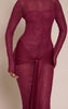 Plum Long Sleeve Lace Wrap Detail Maxi Dress