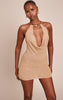 Camel Gold Cuff Detail Knitted Mini Dress