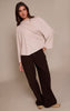 Sand Asymmetric Slouchy Long Sleeve Top