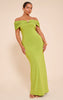 Shape Olive Fold Over Bardot Gold Trim Maxi Dress