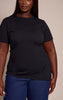 Plus Black Cotton Ruched Side Asymmetric Hem T-shirt