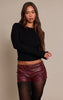 Burgundy Faux Leather Studded Hot Pants