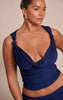 Shape Navy Slinky Knot Detail Cowl Neck Top