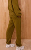 Olive Cotton Fleece Cuffed Sweat Pants