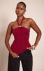 Burgundy Halter Neck Trim Detail Top