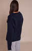 Navy Brushed Laguna Knit V Neck Sweater