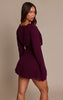 Purple Chiffon Cowl Neck Flute Sleeve Shift Dress