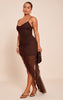 Shape Chocolate Twist Front Asymetrical Hem Maxi Dress