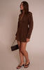 Brown Croc Faux Suede Blazer Dress
