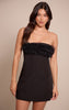 Black Woven Ruffle Bandeau Shift Dress