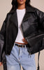 Tall Black Faux Leather Oversized Biker Jacket