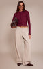 Wine Soft Rib Button Down Long Sleeve Top