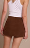Chocolate Faux Suede Croc Textured Mini Skirt
